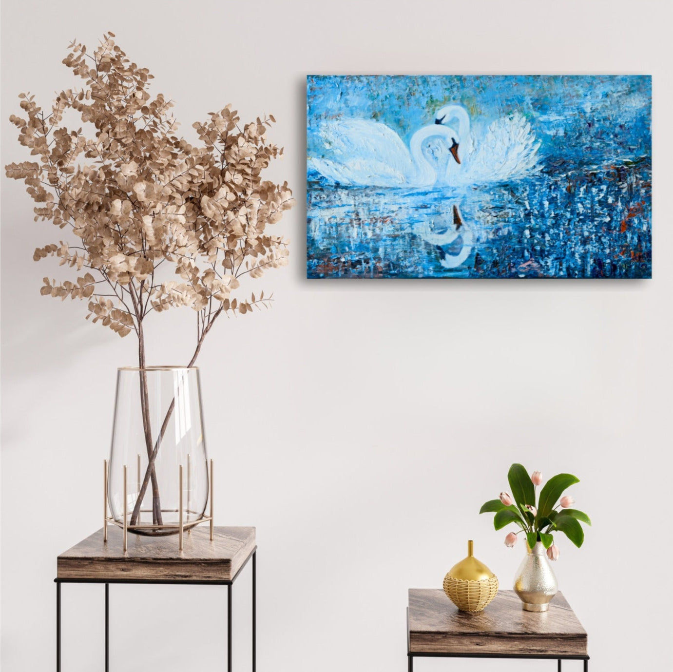 Swans (Canvas 10''x20'' / 25.4 x 50.8 cm)