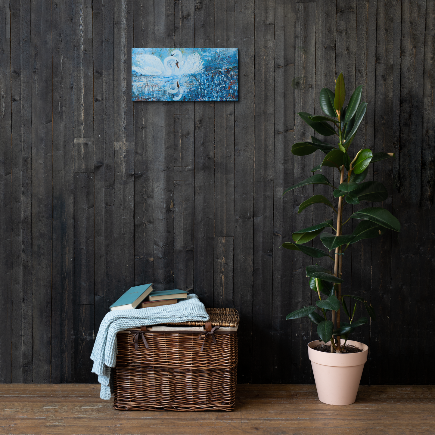 Swans (Canvas 10''x20'' / 25.4 x 50.8 cm)